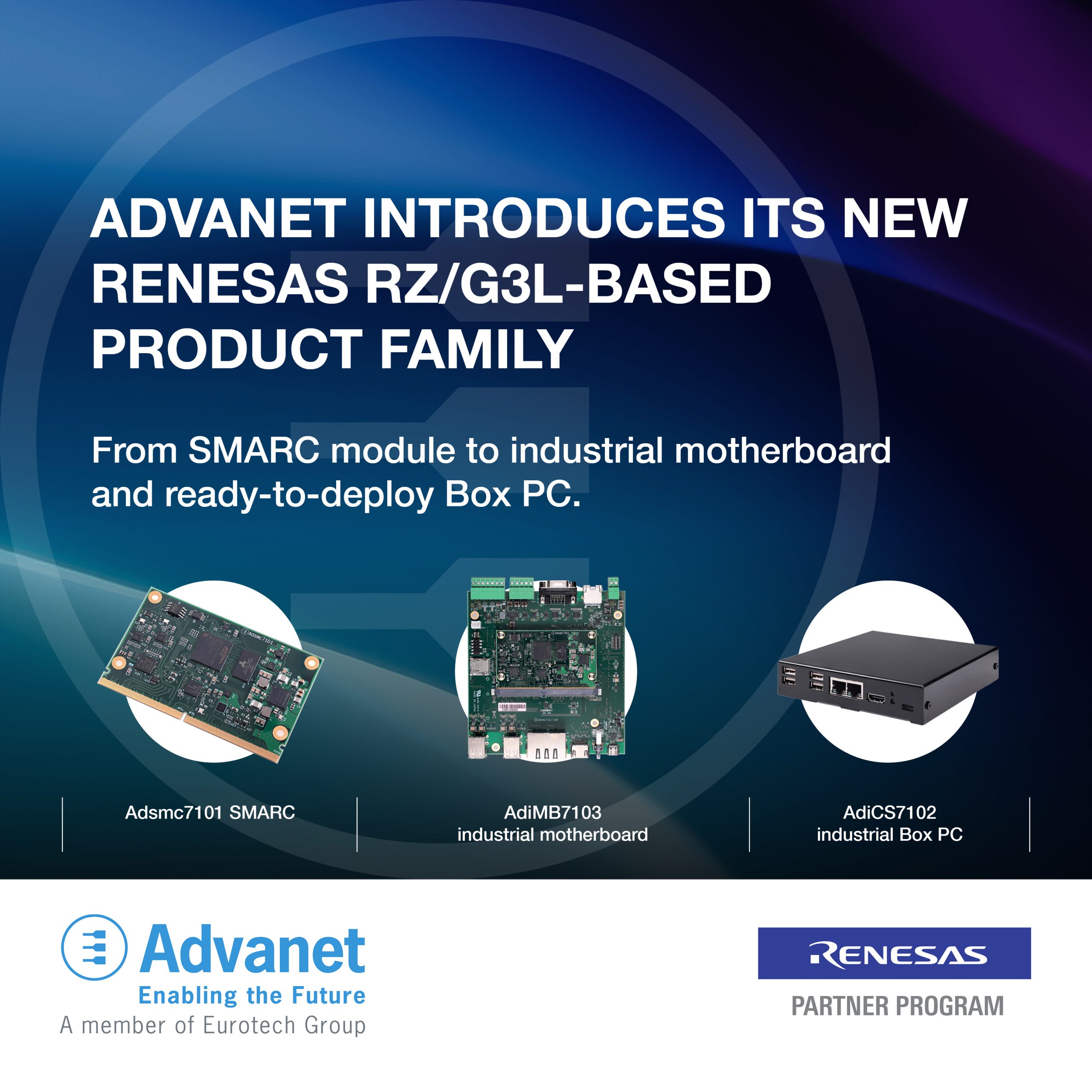 Advanet presenta una famiglia di prodotti per lʼindustrial computing basata su Renesas RZ/G3L